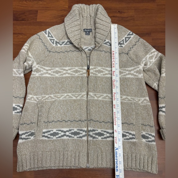 Eddie Bauer Wool Sweater Full Zip Cardigan Nordic Fair Isle Jacket Size Large - Picture 7 of 16